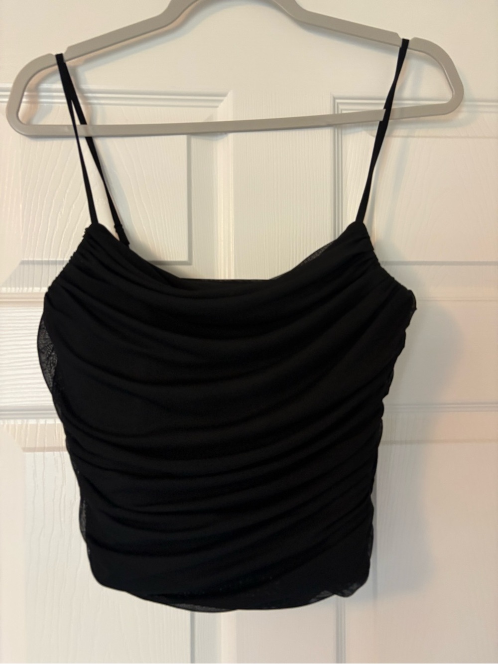 Gianni Bini Black Ruched Cowl Neck Camisole